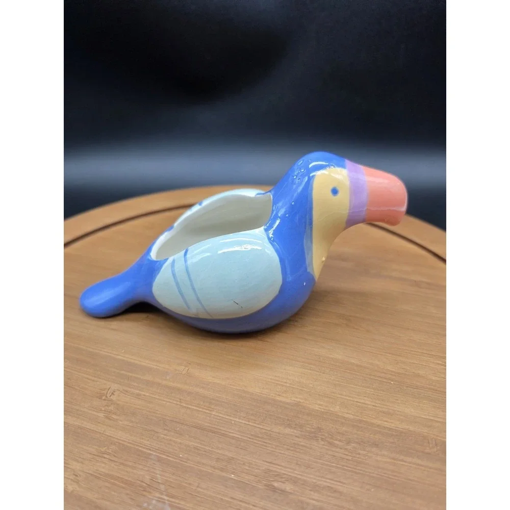 Quirky Blue Toucan Bird Ceramic Succulent Planter Candy Trinket Dish‎